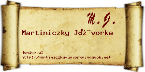 Martiniczky Jávorka névjegykártya